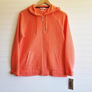 Alia Hoodie Womens Petite Small Light Orange Ribbed Full Zip Jacket New PS